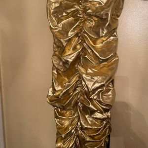Golden midi holiday dress